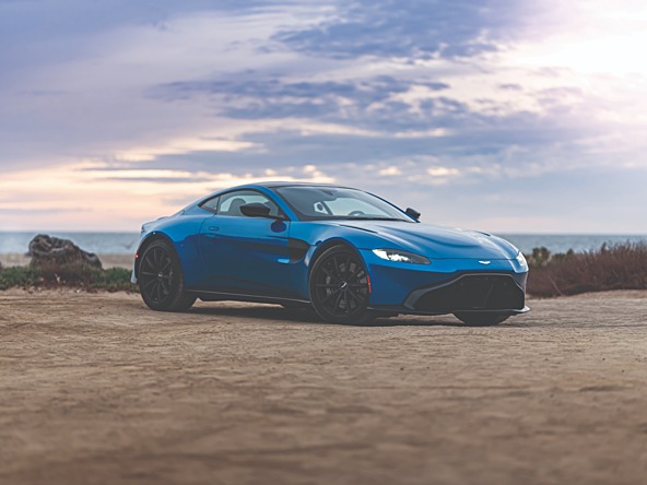 photograph of blue high end sports car